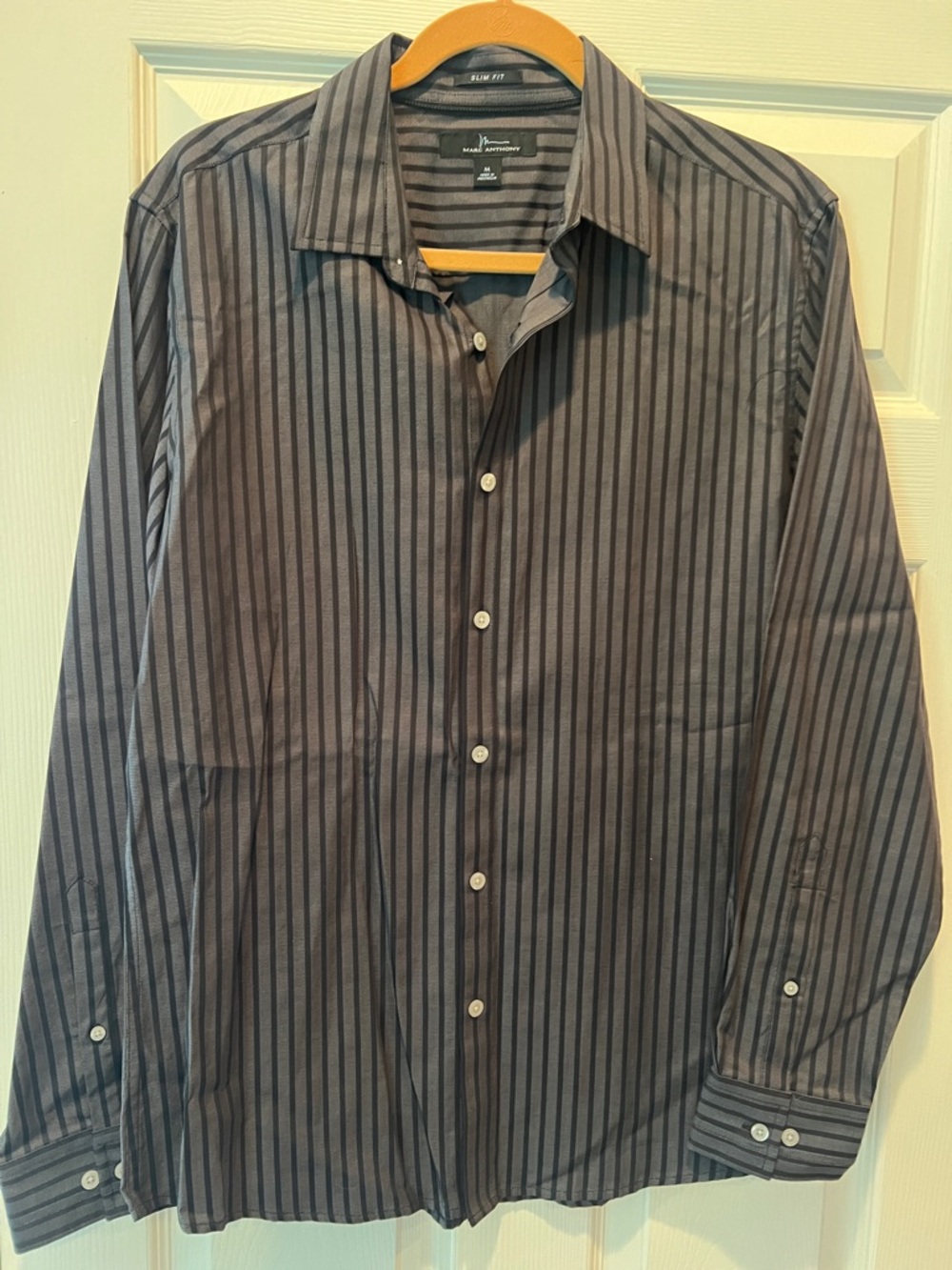 Alfani Men’s Black & Gray Vertical-Stripe Dress Shirt
